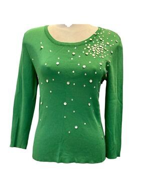 Vintage Rudy Rd. Abalone shell apple green sweater size medium